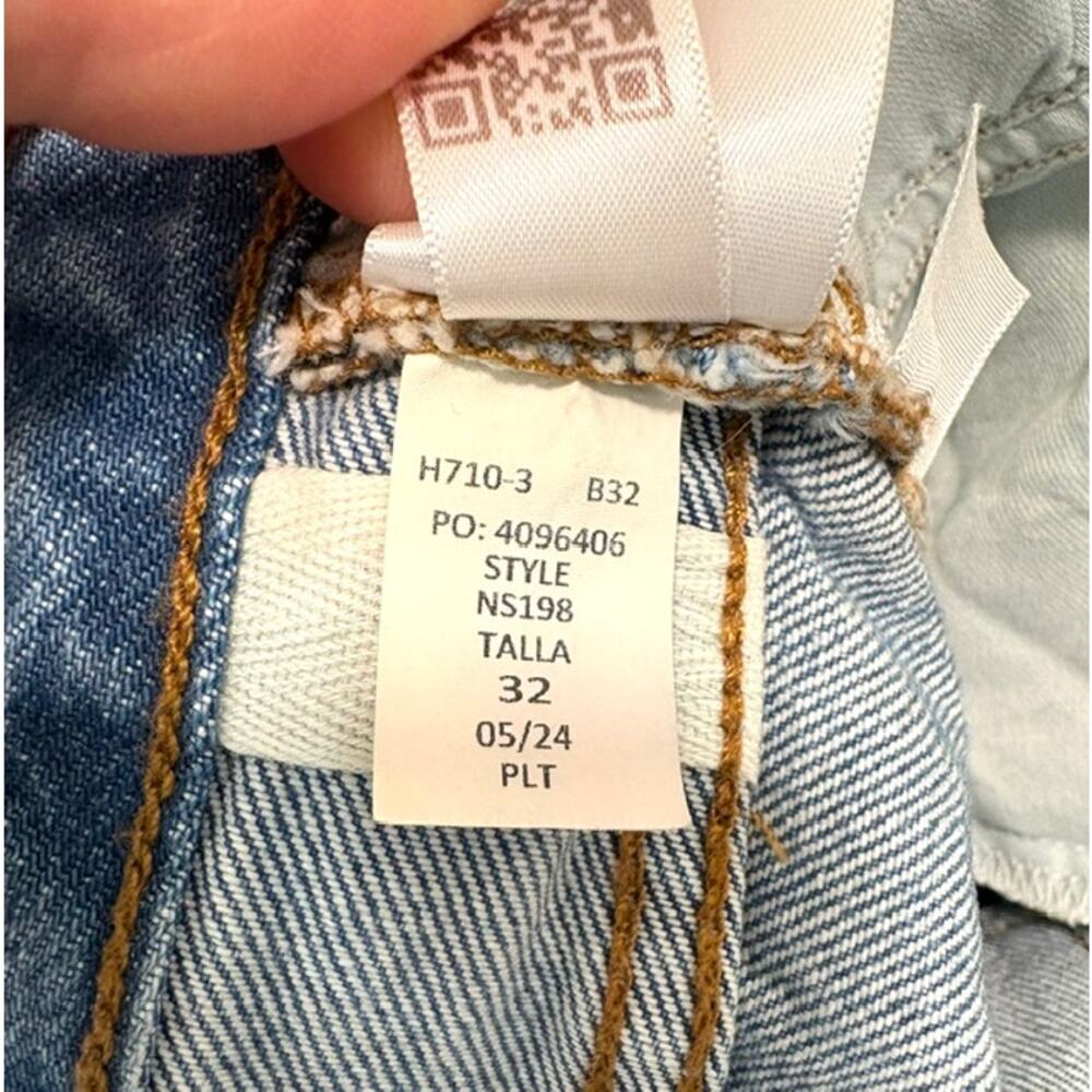 Madewell Low Slung Baggy Jeans Sz 32 NS198 Distressed Wide Leg Button Fly Cotton - Picture 12 of 13